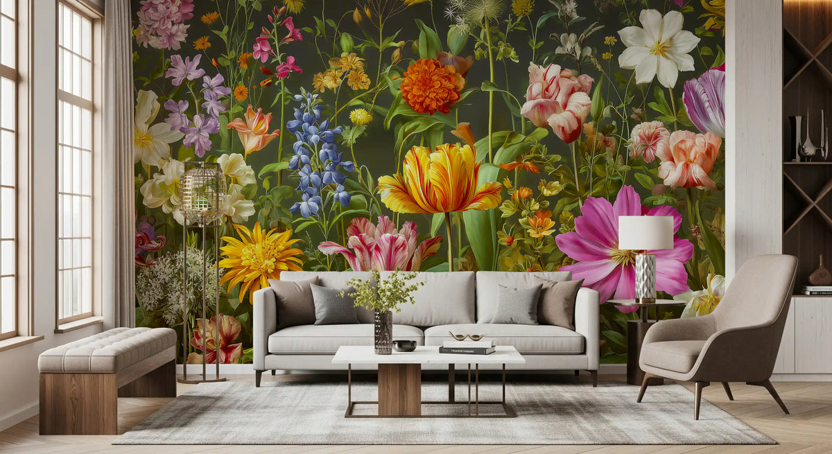 Midnight Meadow Botanical Bloom Wall Mural