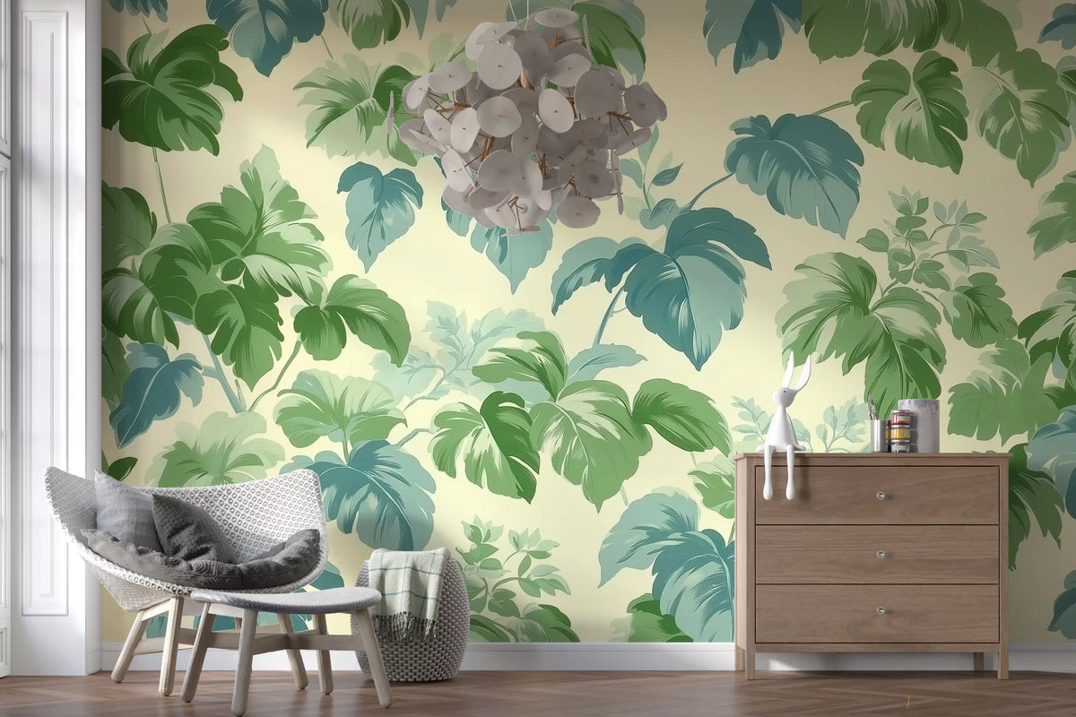 Verdant Jungle Foliage Pattern Wall Mural