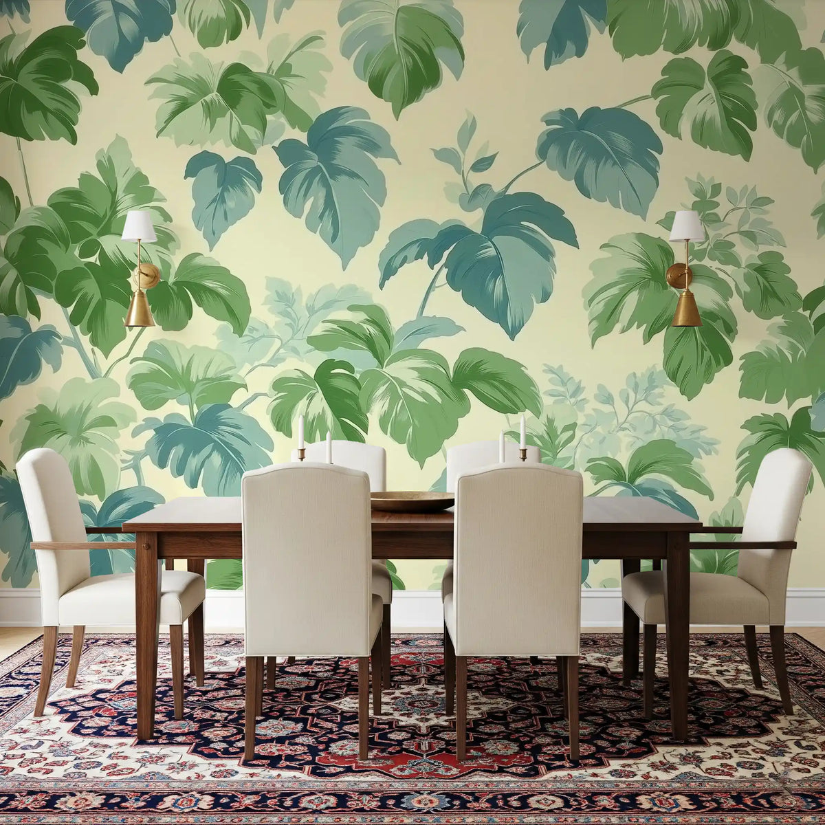 Verdant Jungle Foliage Pattern Wall Mural