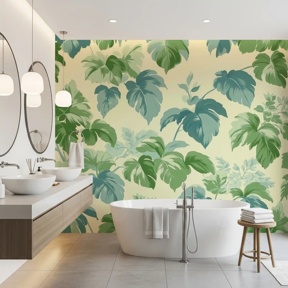 Verdant Jungle Foliage Pattern Wall Mural