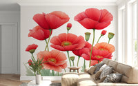Crimson Poppies in Bloom Wall Mural