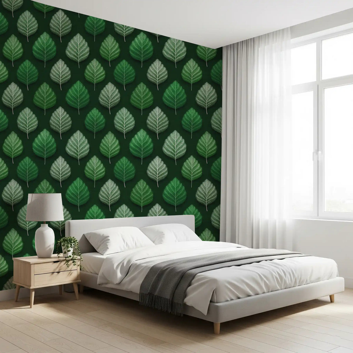 Minimalist Leaf Grid Design Wallpaper⁠