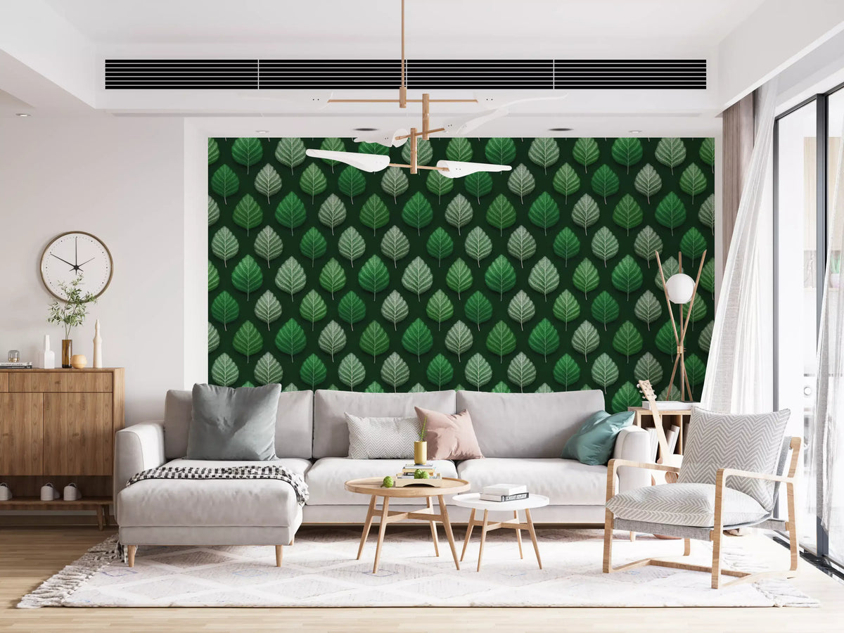 Minimalist Leaf Grid Design Wallpaper⁠