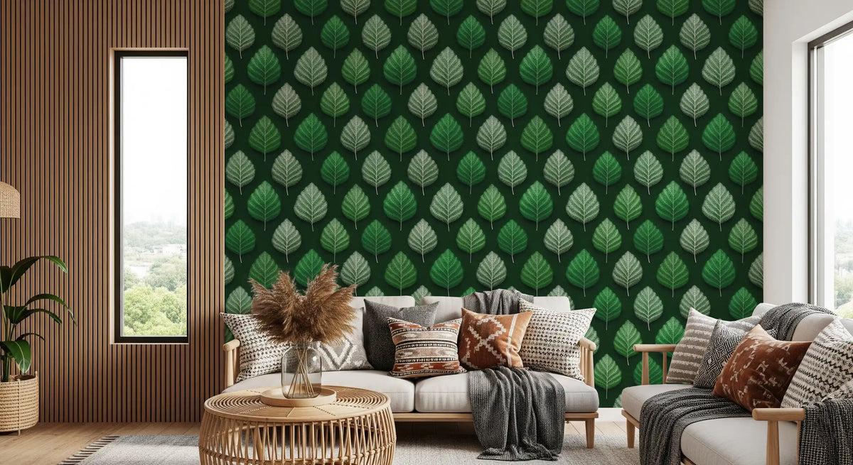 Minimalist Leaf Grid Design Wallpaper⁠