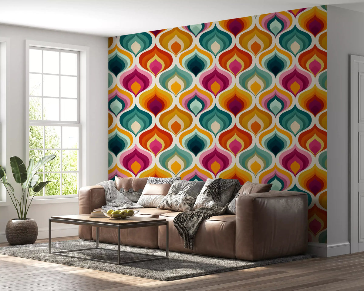 Abstract Mid-Century Waves Wallpaper⁠