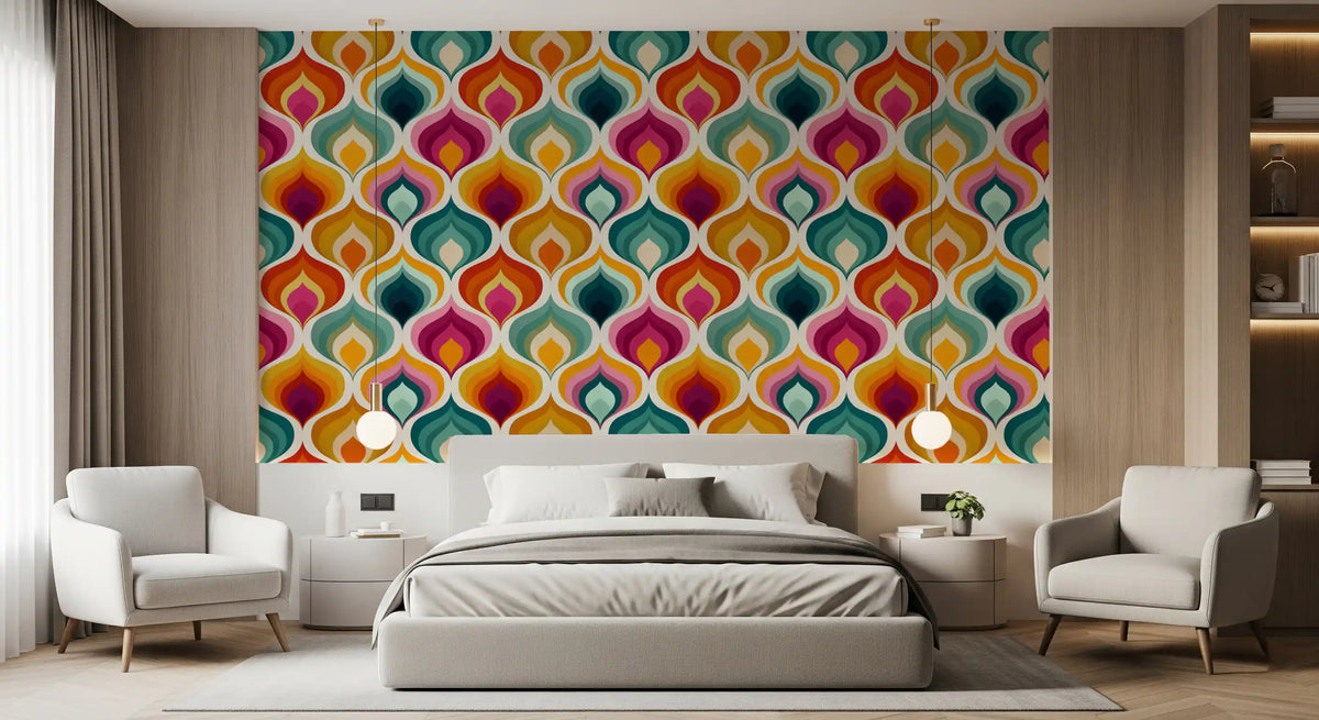 Abstract Mid-Century Waves Wallpaper⁠