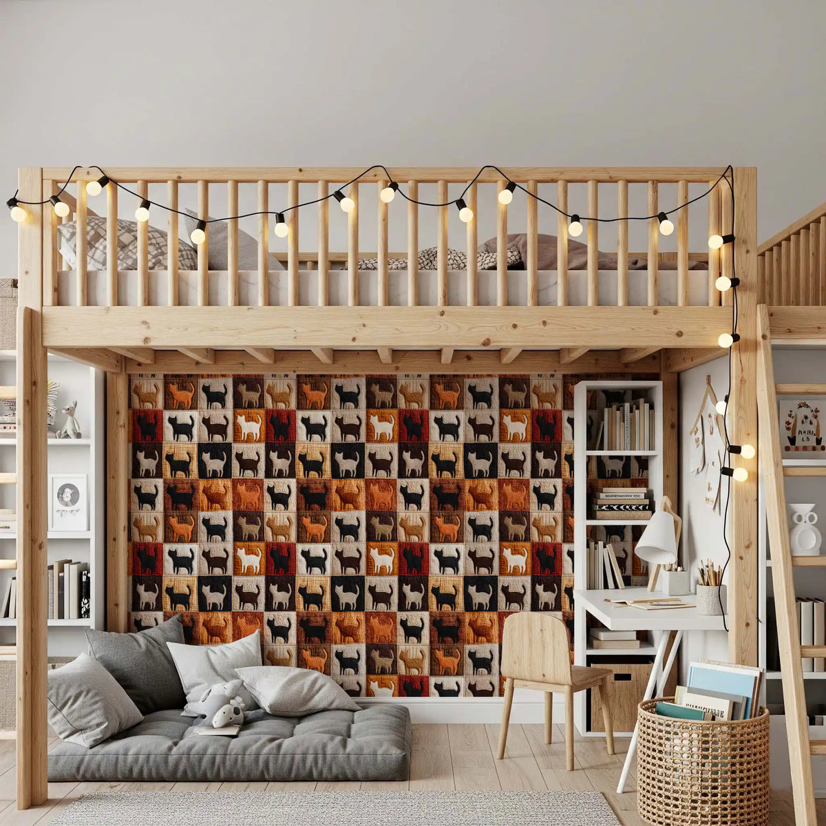 Feline Quilt Grid Wallpaper⁠