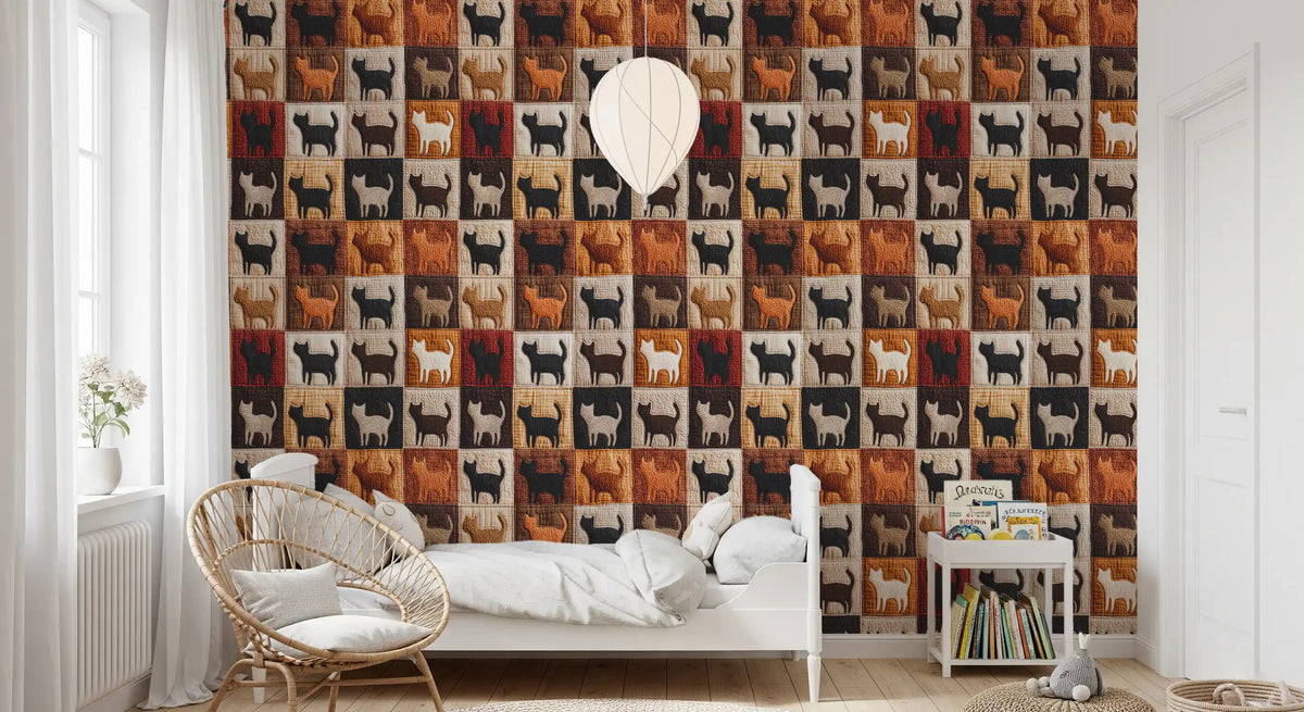 Feline Quilt Grid Wallpaper⁠