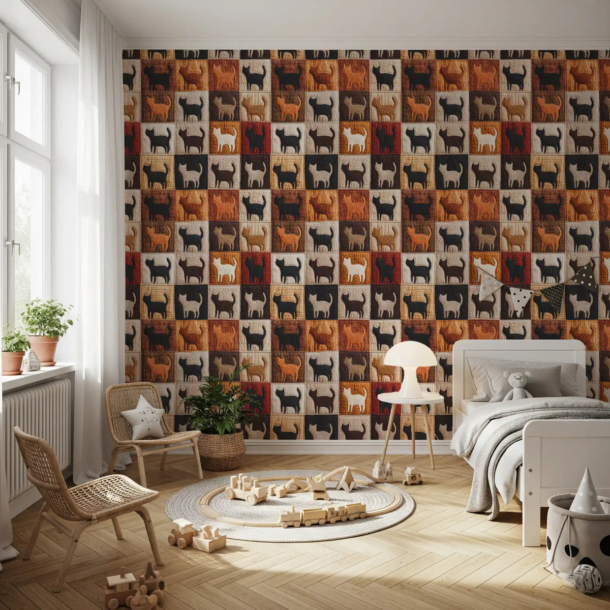 Feline Quilt Grid Wallpaper⁠