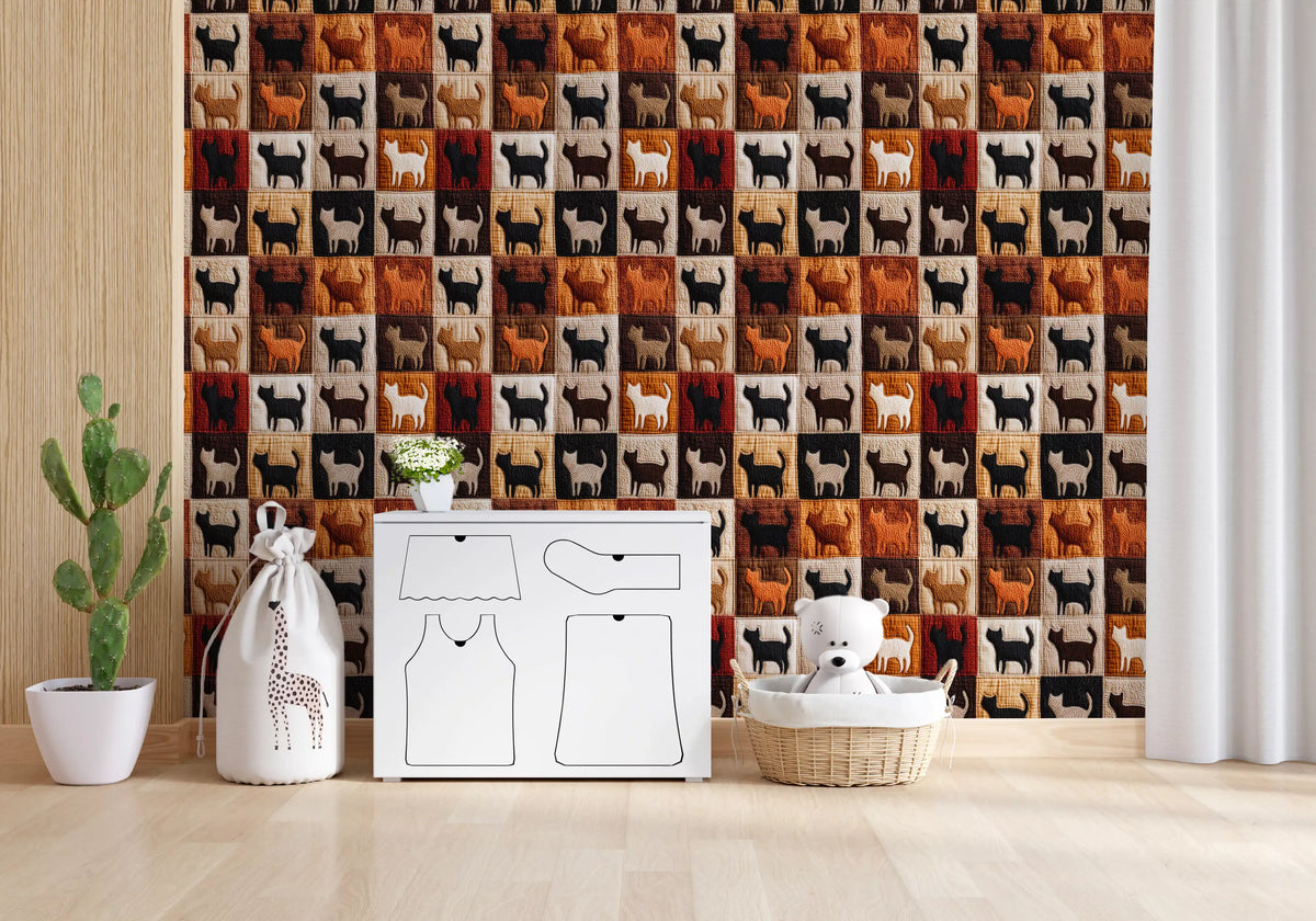 Feline Quilt Grid Wallpaper⁠