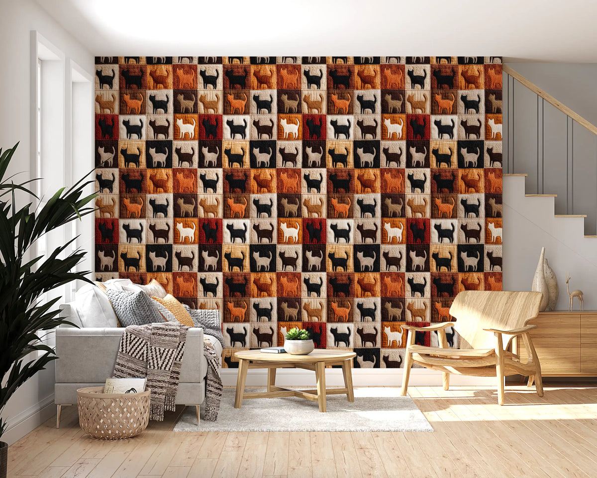 Feline Quilt Grid Wallpaper⁠