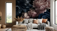 Midnight Peony and Rose Bloom Wall Mural