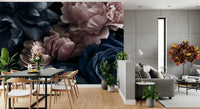 Midnight Peony and Rose Bloom Wall Mural