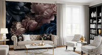 Midnight Peony and Rose Bloom Wall Mural