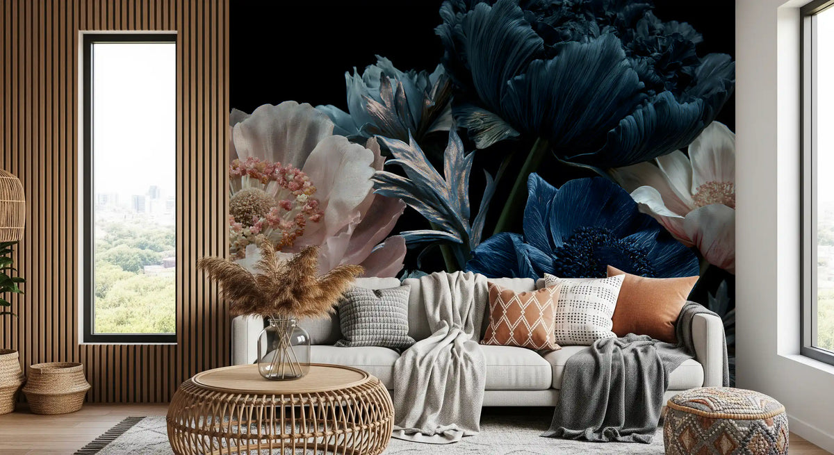 Midnight Peony Bouquet Wall Mural