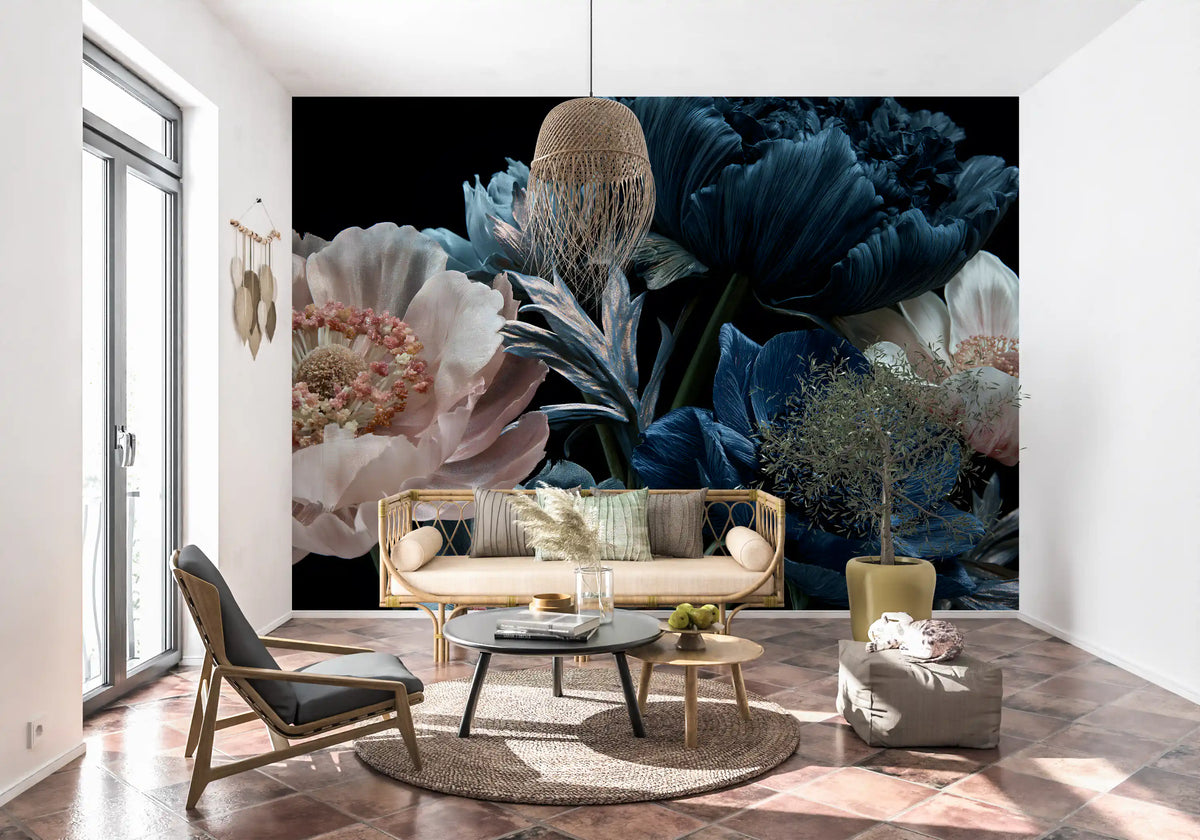 Midnight Peony Bouquet Wall Mural