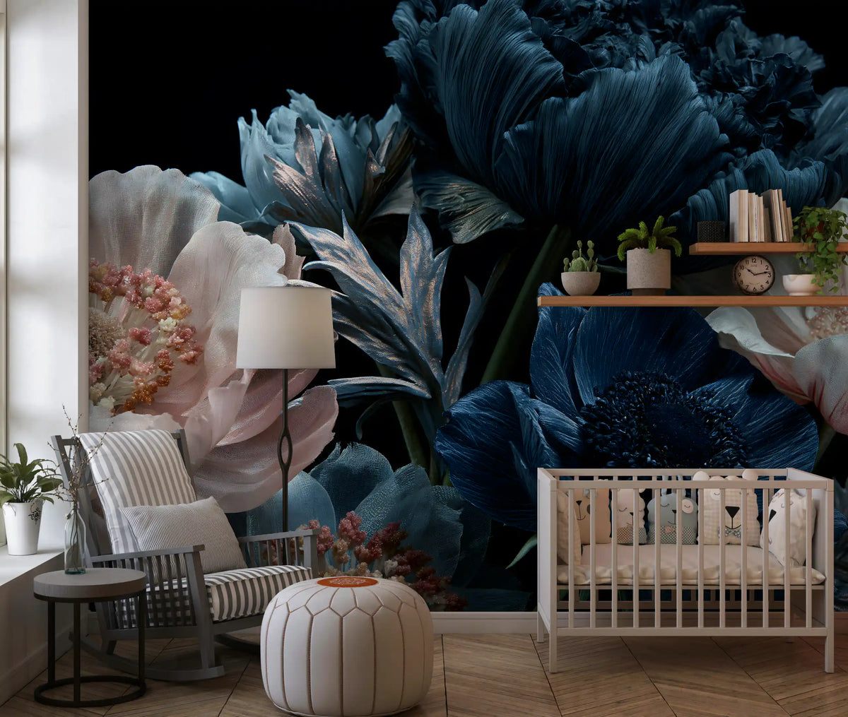 Midnight Peony Bouquet Wall Mural