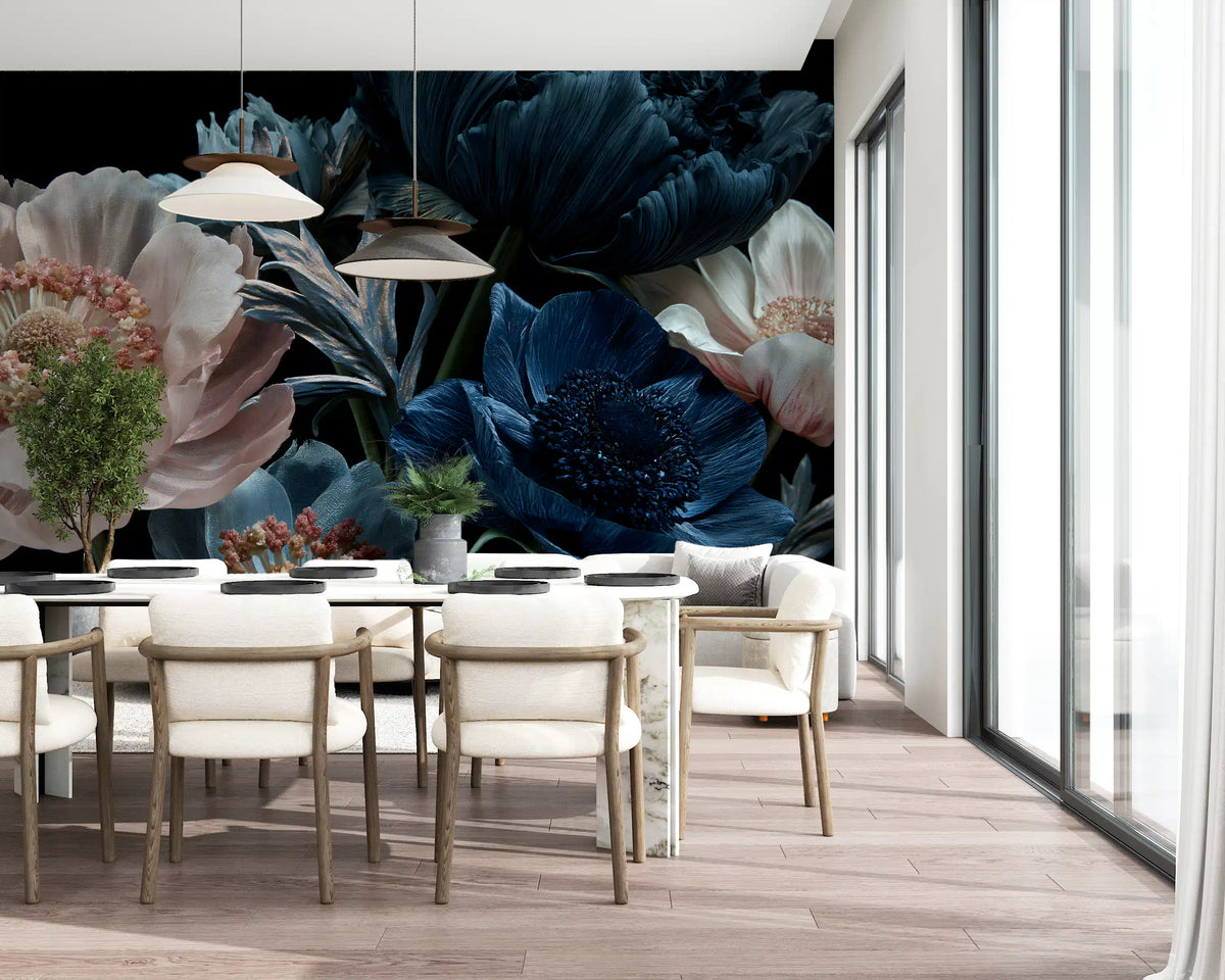 Midnight Peony Bouquet Wall Mural