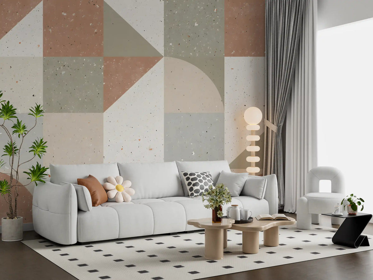 Geometric Terrazzo Tile Composition Wall Mural