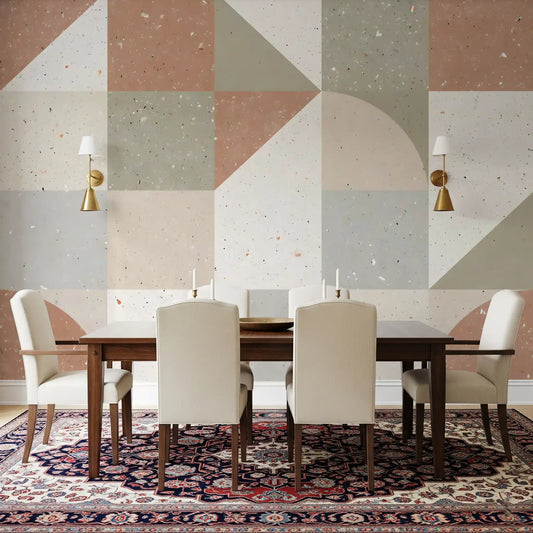 Geometric Terrazzo Tile Composition Wall Mural