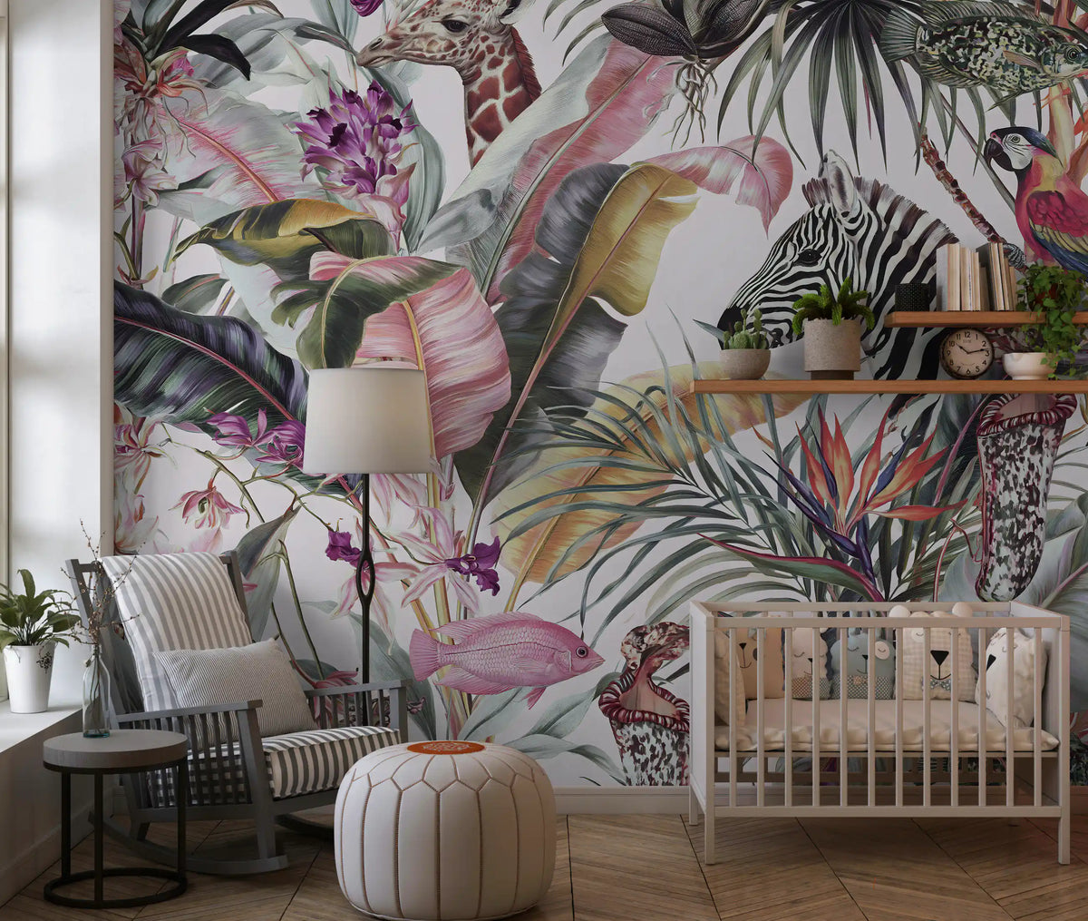 Exotic Fauna and Lush Flora Mural Wall Mural