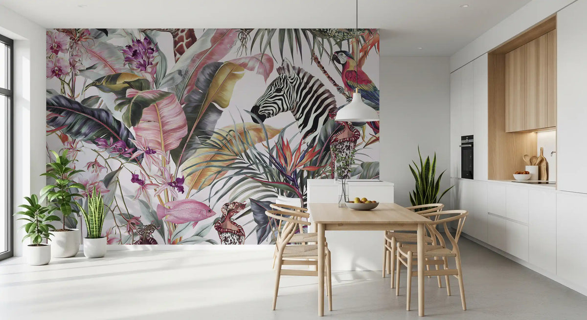 Exotic Fauna and Lush Flora Mural Wall Mural