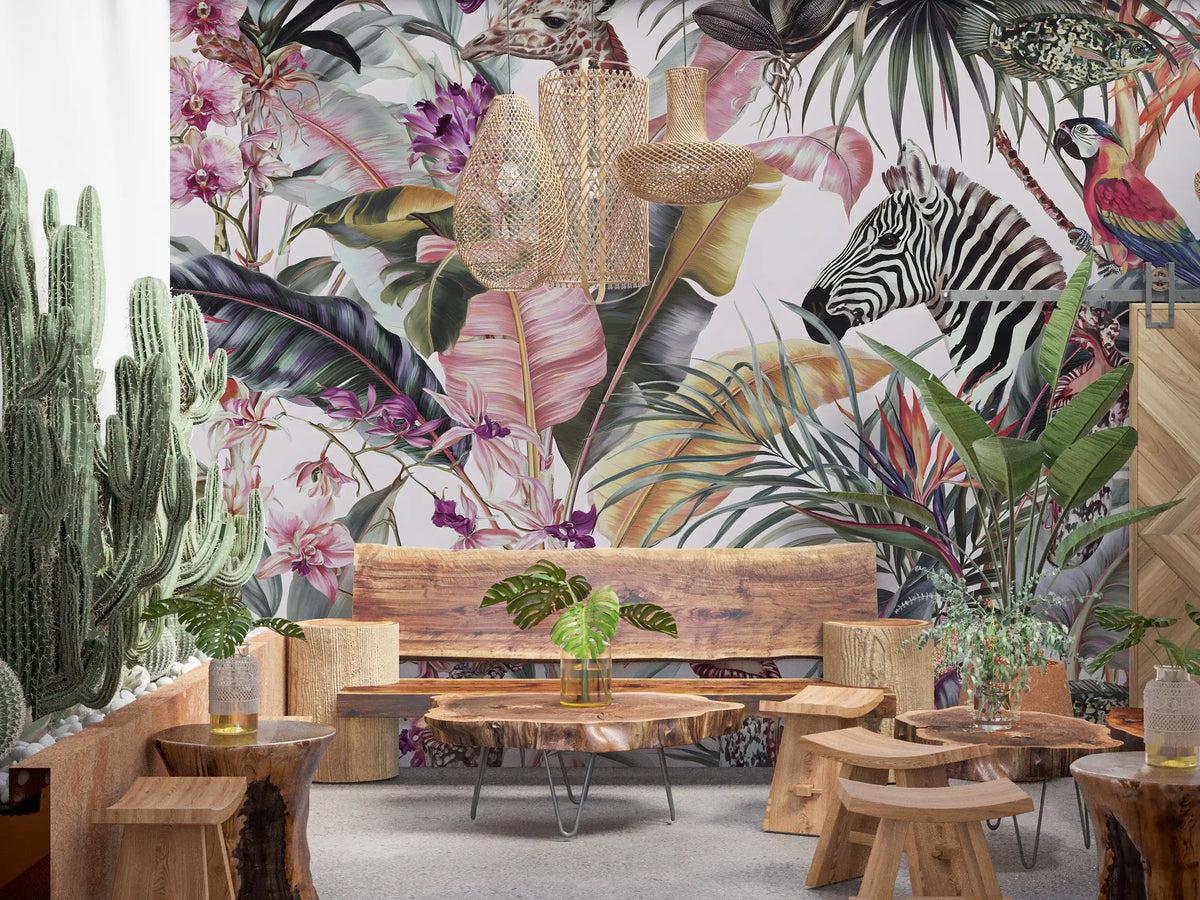 Exotic Fauna and Lush Flora Mural Wall Mural