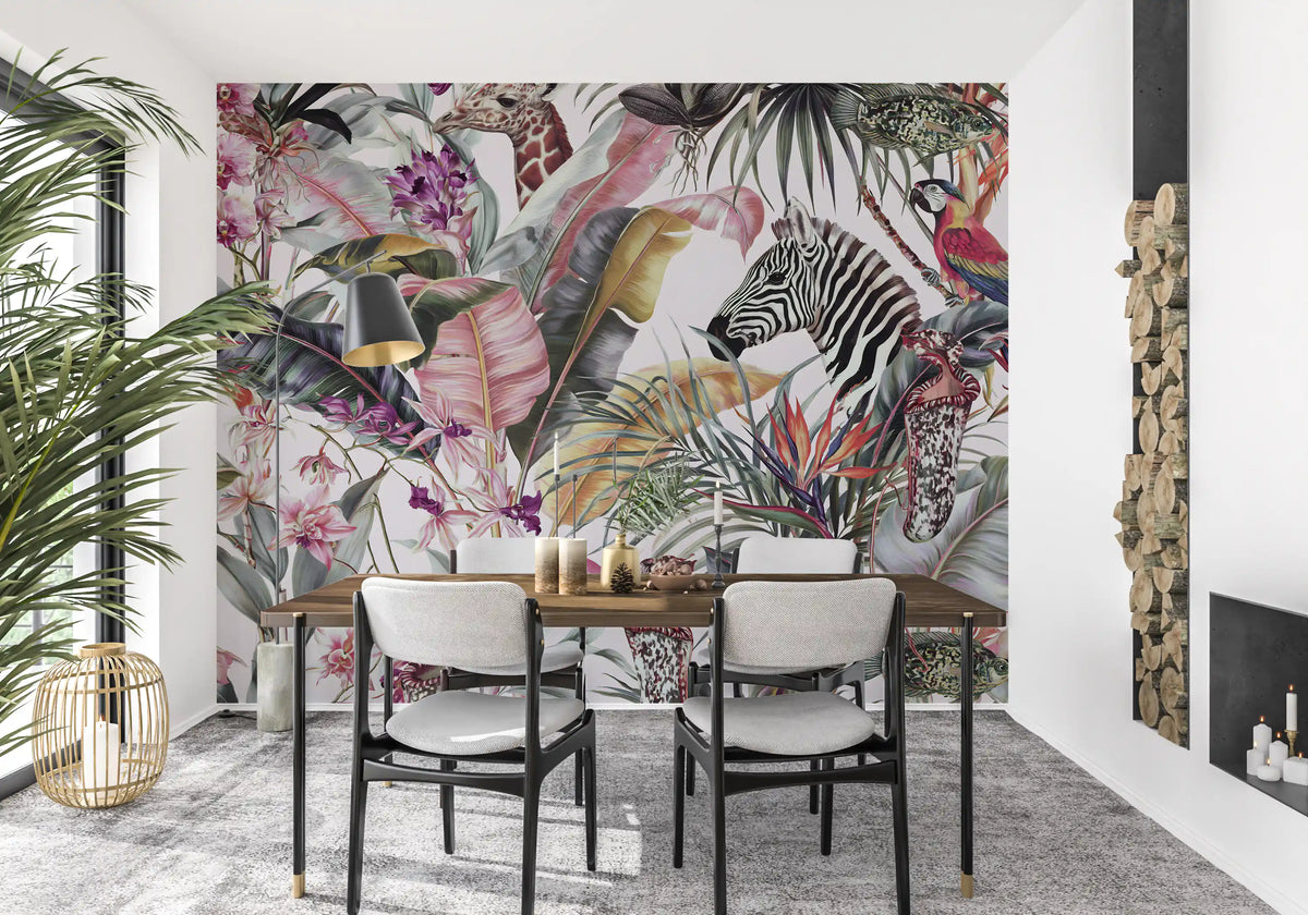 Exotic Fauna and Lush Flora Mural Wall Mural