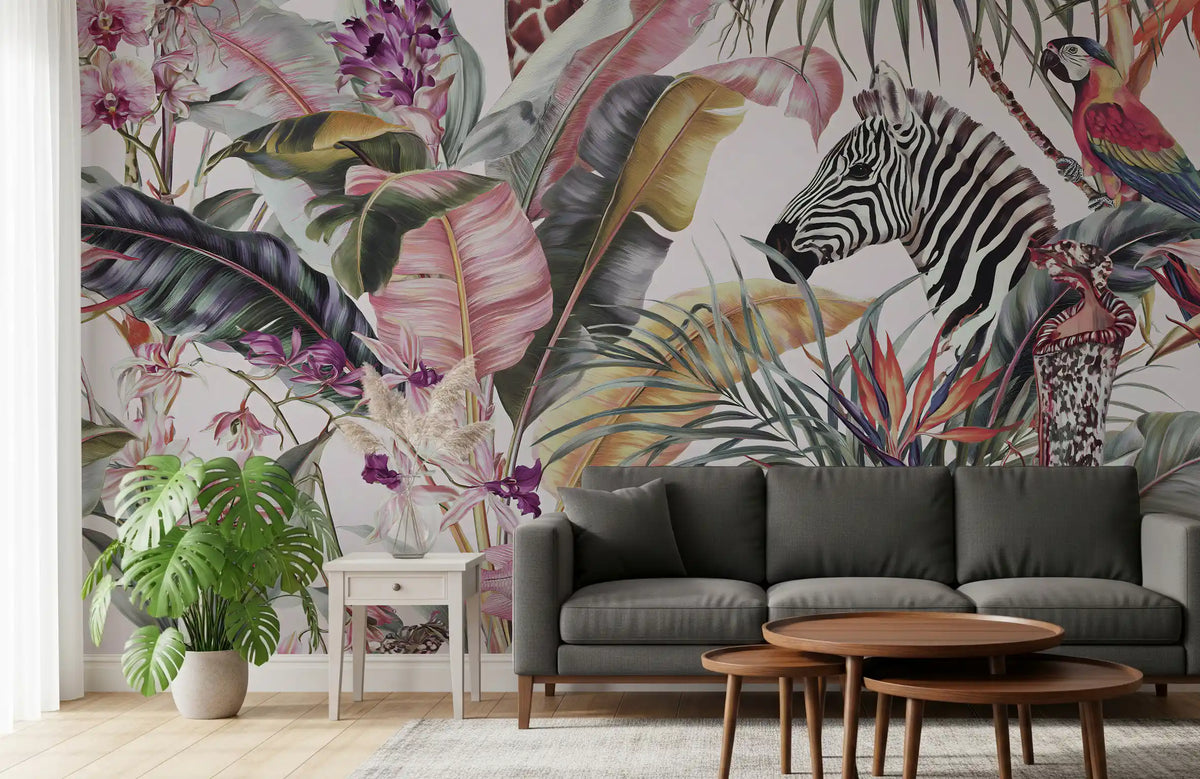 Exotic Fauna and Lush Flora Mural Wall Mural