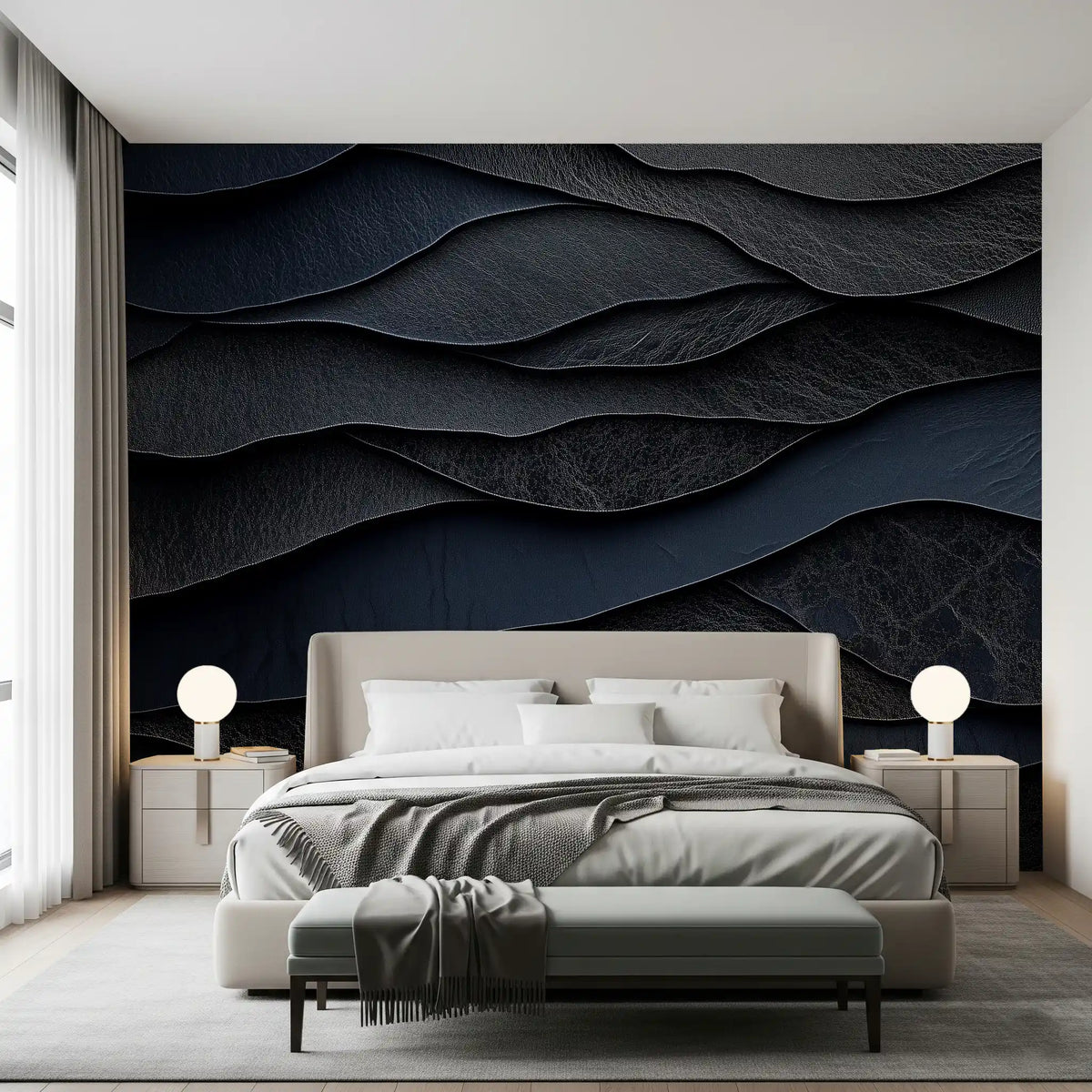 Dark Midnight  Leather Layers Wall Mural