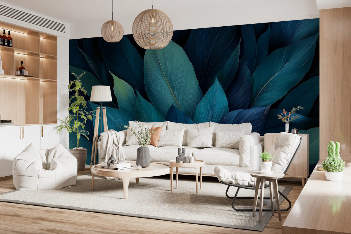 Teal Rainforest Canopy Wall Mural