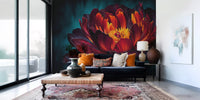Fiery Crimson Peony Bloom Wall Mural