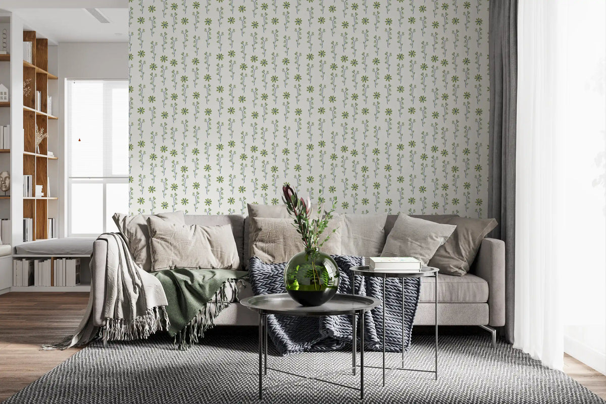 Minimalist Green Sprig Botanical Wallpaper⁠