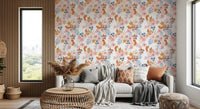 Whimsical Blush and Copper Flora Wallpaper⁠