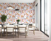 Whimsical Blush and Copper Flora Wallpaper⁠