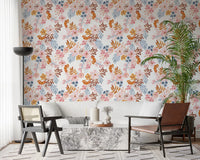 Whimsical Blush and Copper Flora Wallpaper⁠