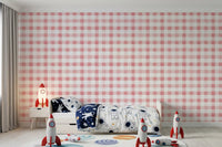Blush Checked Grid Art Wallpaper⁠