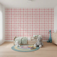 Blush Checked Grid Art Wallpaper⁠