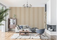 Ticking Checker Stripes - Beige Canvas Wallpaper⁠