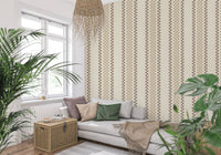 Ticking Checker Stripes - Beige & Chocolate Wallpaper⁠