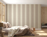 Ticking Checker Stripes - Chocolate Wallpaper⁠