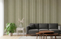 Ticking Checker Stripes - Sage Canvas Wallpaper⁠
