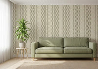 Ticking Checker Stripes - Sage Wallpaper⁠