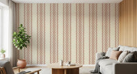 Ticking Checker Stripes - Terracotta Wallpaper⁠