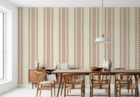 Ticking Checker Stripes - Terracotta Wallpaper⁠