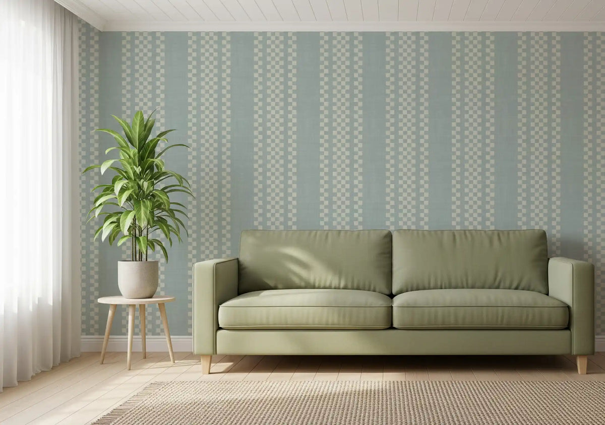 Ticking Checker Stripes - Watery Canvas Wallpaper⁠
