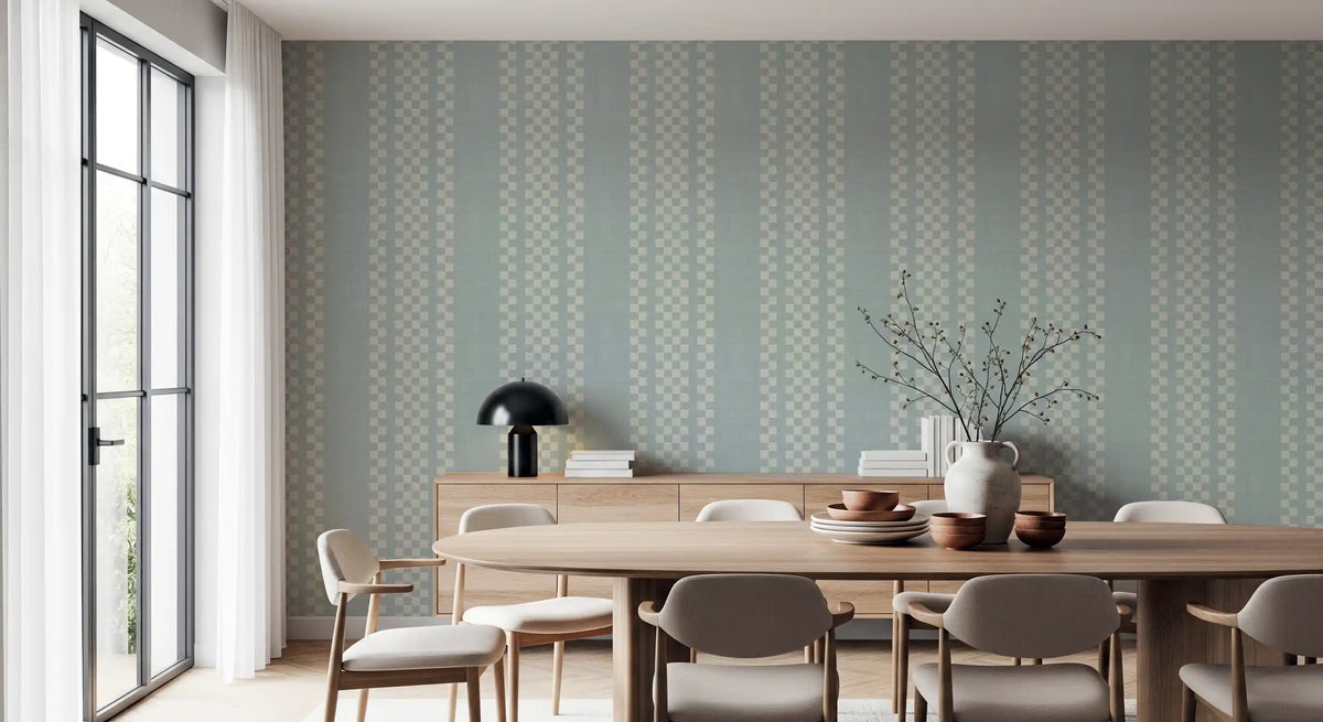 Ticking Checker Stripes - Watery Canvas Wallpaper⁠