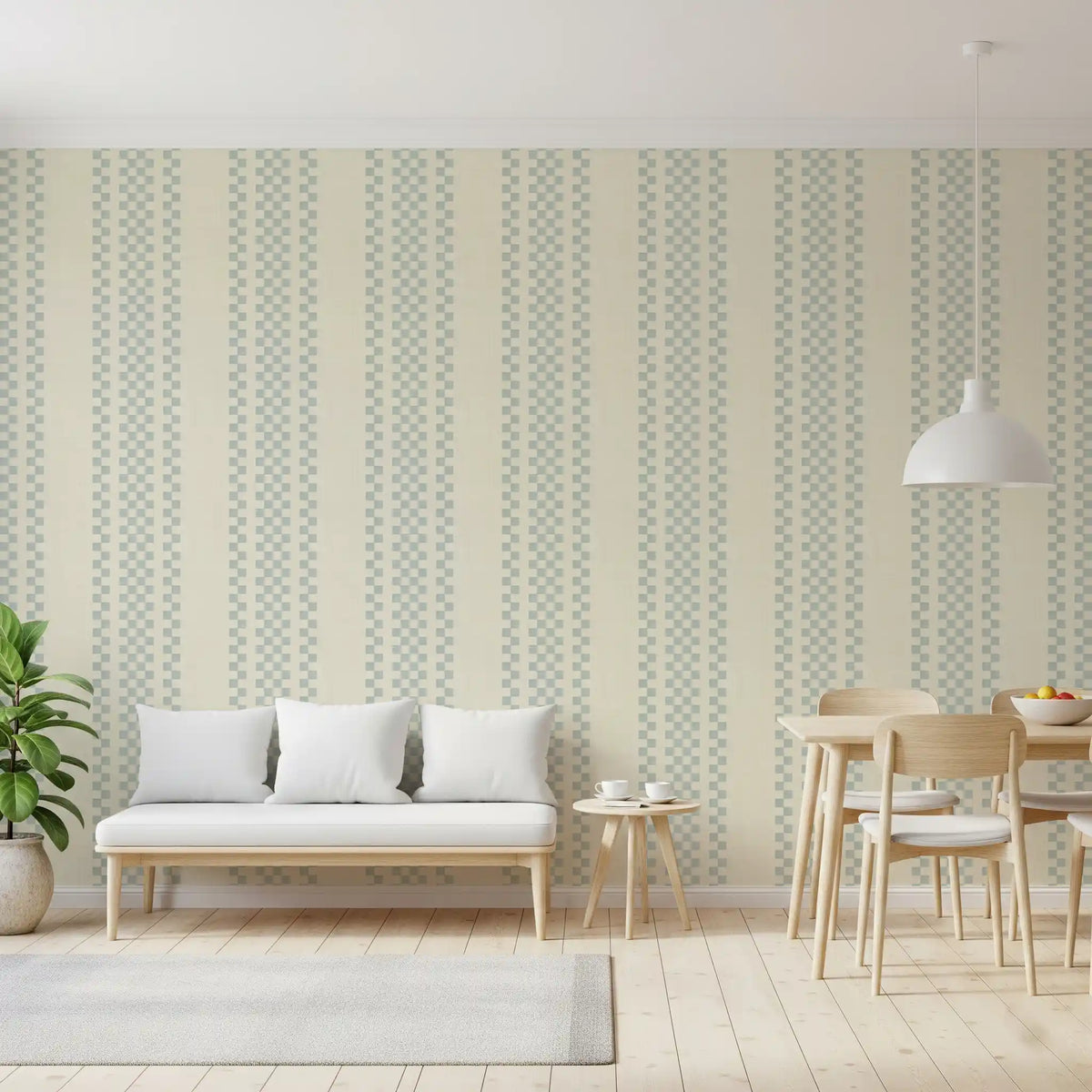 Ticking Checker Stripes - Watery Wallpaper⁠