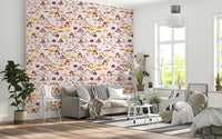 Watercolor Woodland Mushroom Pattern Wallpaper⁠