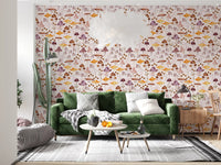 Watercolor Woodland Mushroom Pattern Wallpaper⁠
